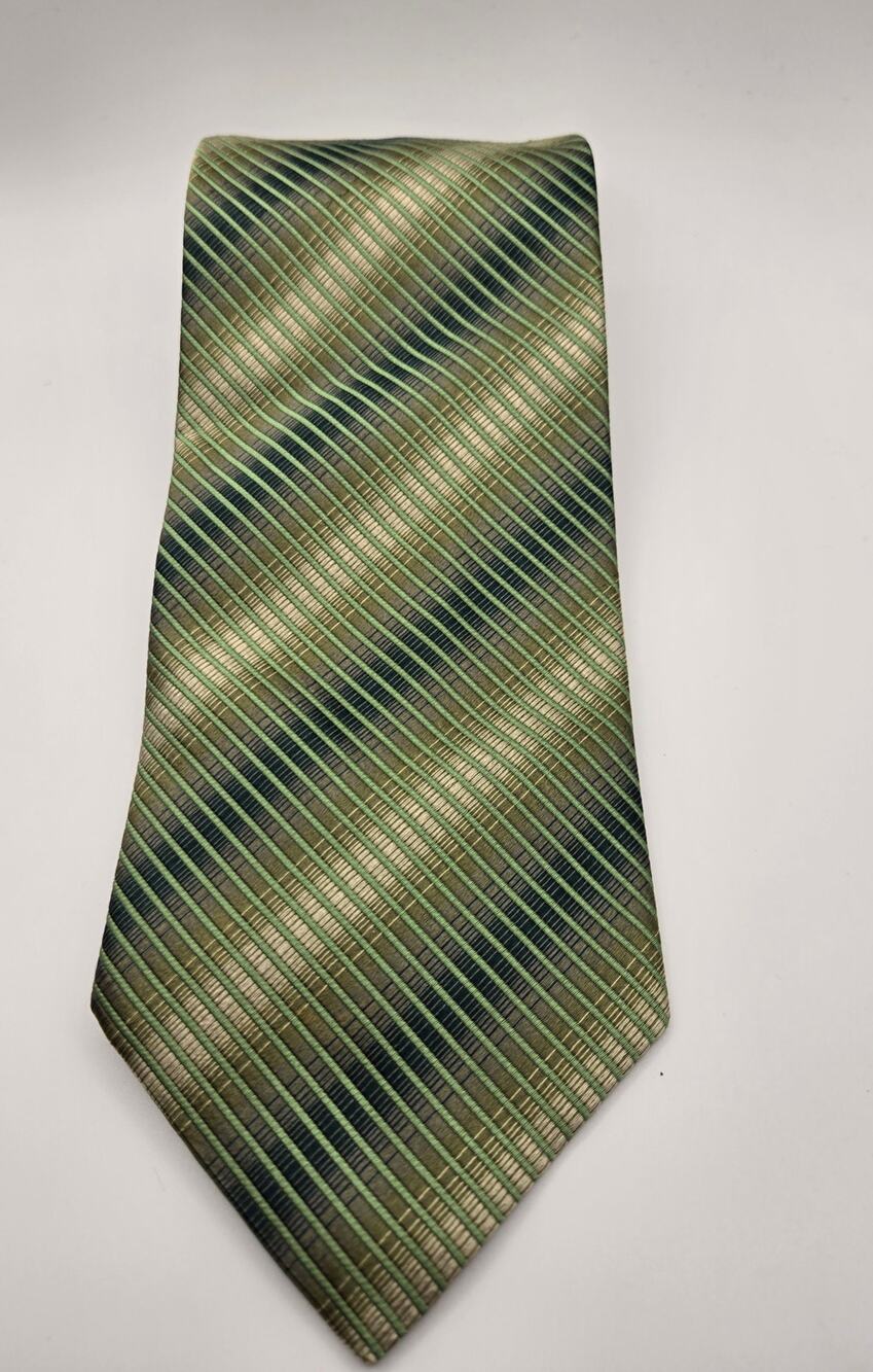 Enzo Drew green diagonal stripe Necktie
